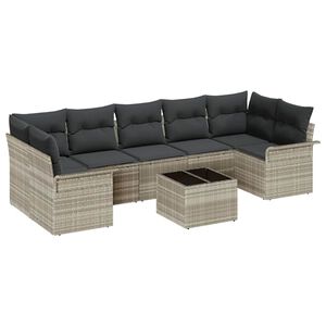 vidaXL Sodo Sofų Rinkinys 8 pcs &Scaron;viesiai pilka ir tamsiai pilka