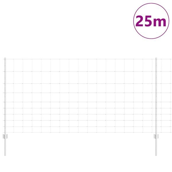 vidaXL Tvora su stulpais Sidabro 1,2 x 25 m Plienas