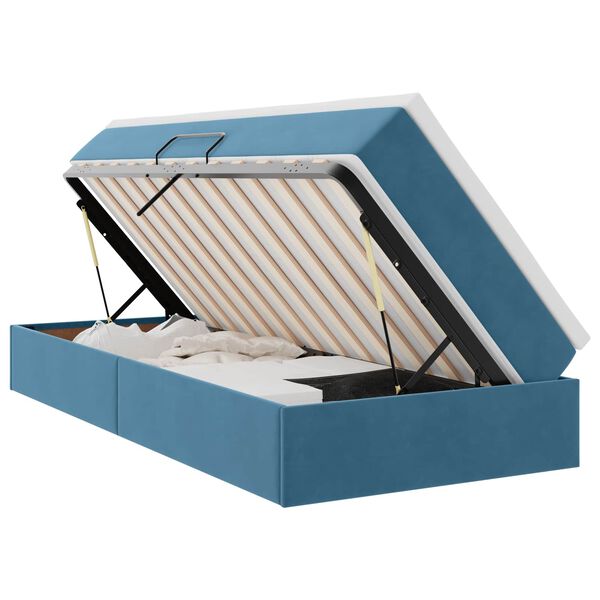vidaXL Lova su daiktų laikymo vieta ir čiužiniu Tamsiai mėlyna