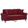 vidaXL Dvivietė sofa su pagalvėmis, raudonojo vyno, 140cm, aksomas