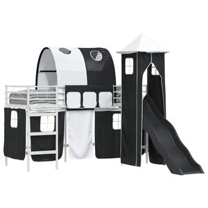 vidaXL Vaikų Lofto Lovos Rėmas Balta ir juoda 90 x 190 cm Metalas