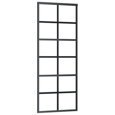 vidaXL Stumdomos durys, juodos, 76x205cm, ESG stiklas ir aliuminis