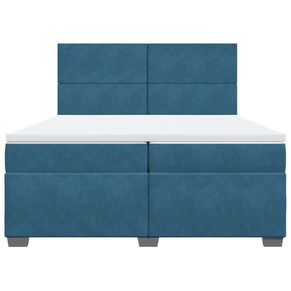 vidaXL Lova su spyruoklėmis ir čiužiniu, mėlyna, 200x200cm, aksomas