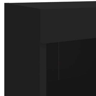 vidaXL Sieninė TV sekcija su LED, 8 dalių, juoda, apdirbta mediena