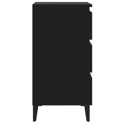 vidaXL Naktinė spintelė su metalinėmis kojelėmis, juoda, 40x35x69cm