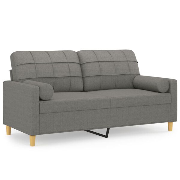 vidaXL Dvivietė sofa su pagalvėmis, tamsiai pilka, 140cm, audinys