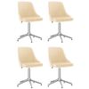 vidaXL Pasukamos valgomojo kėdės, 4vnt., kreminės spalvos, aksomas