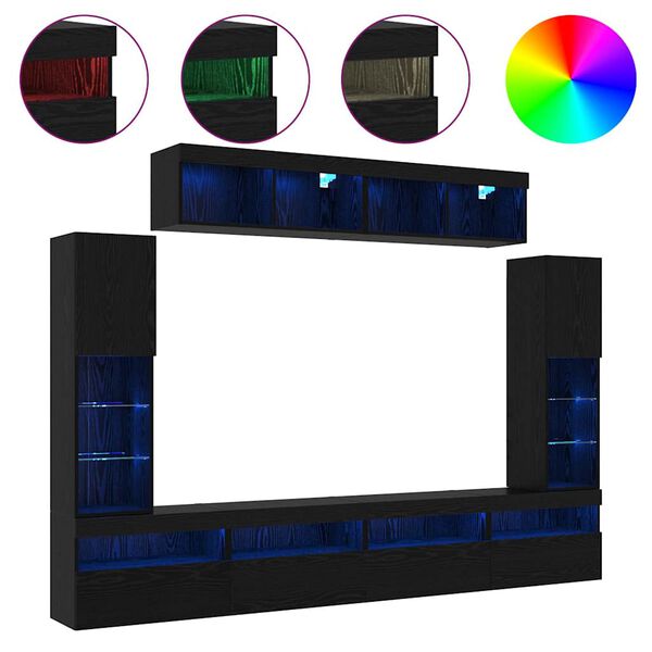 vidaXL TV spintelių komplektas 6 pcs juoda ąžuolo Apdirbta mediena