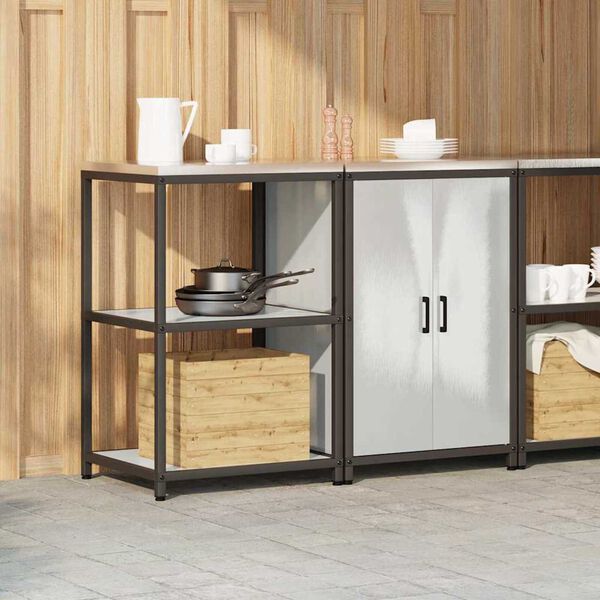 vidaXL Virtuvės saugojimo rinkinys su lentyna 2 pcs Sidabrinė