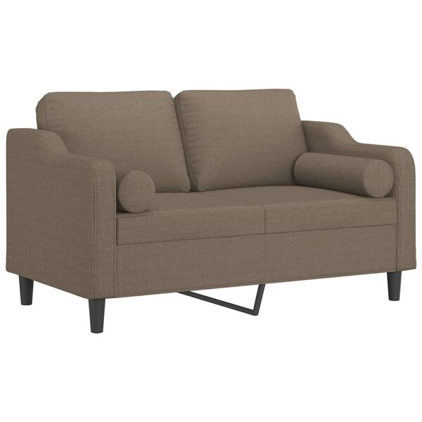 vidaXL Dvivietė sofa su pagalvėmis, taupe, 120cm, audinys