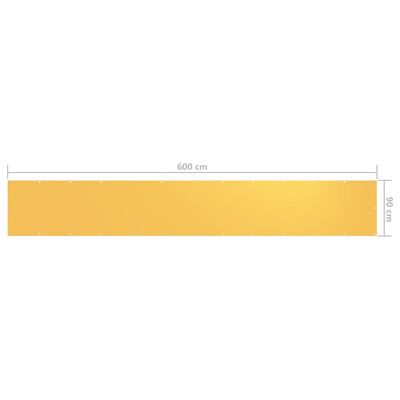 vidaXL Balkono pertvara, geltonos spalvos, 90x600cm, oksfordo audinys