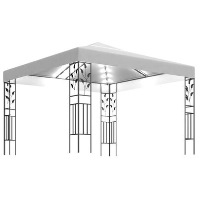 vidaXL Pavėsinė su lempučių girliandomis LED, balta, 3x3m, 180g/m²
