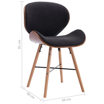 vidaXL Valgomojo kėdės, 2 vnt., tamsiai pilkos, audinys ir mediena