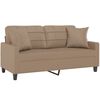 vidaXL Dvivietė sofa su pagalvėlėmis, kapučino, 140cm, dirbtinė oda