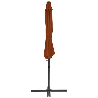vidaXL Gembinis skėtis su plieniniu stulpu, terakota spalvos, 300cm