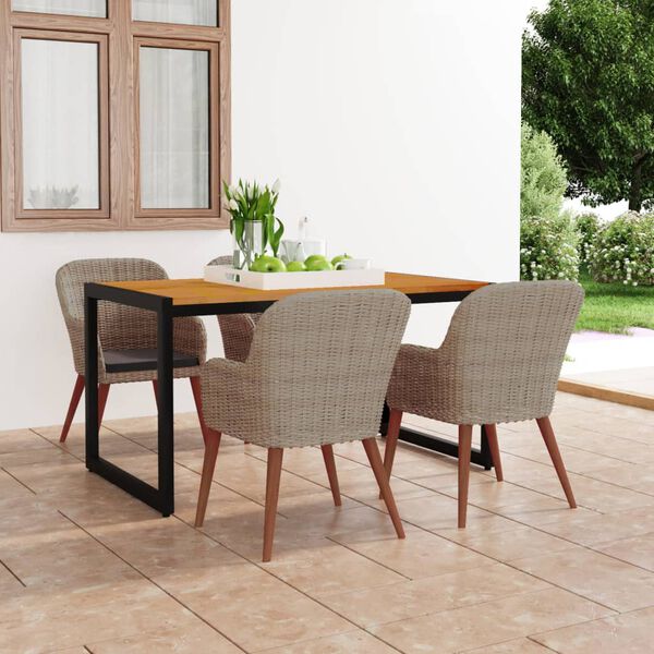 vidaXL Sodo valgomojo baldų komplektas, 5 dalių, rudos spalvos