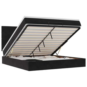 vidaXL Osmanų lovos rėmas su čiužiniais, juodas, 160x200cm, aksomas