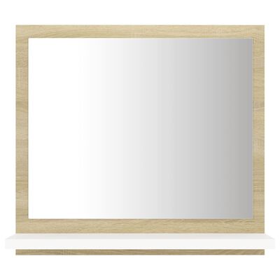 vidaXL Vonios kambario veidrodis, baltas ir ąžuolo, 40x10,5x37cm, MDP