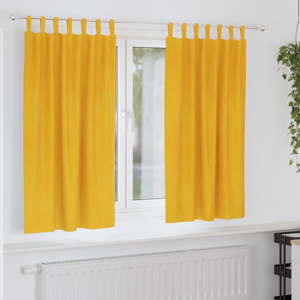 vidaXL Užtemdymo užuolaidos 2 pcs Garučių geltona 140 x 175 cm Aksomas
