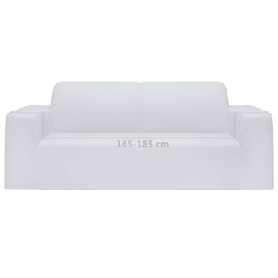 vidaXL Dvivietės sofos užvalkalas, baltas, džersio poliesteris
