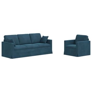 vidaXL Sofos komplektas 2 pcs Mėlyna 198 x 78 x 80 cm Aksomas