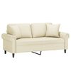 vidaXL Dvivietė sofa su pagalvėlėmis, kreminė, 140cm, dirbtinė oda