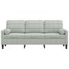vidaXL Trivietė sofa su pagalvėlėmis, &scaron;viesiai pilka, 180cm, aksomas