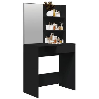 vidaXL Kosmetinis staliukas su veidrodžiu, juodas, 74,5x40x141cm