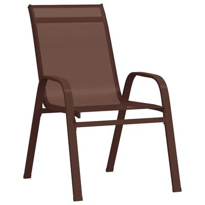 vidaXL Sudedamos sodo kėdės, 4vnt., rudos, tekstileno audinys