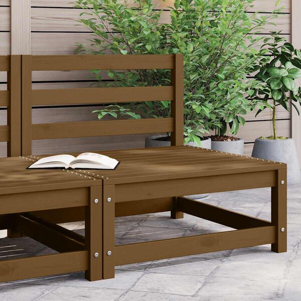 vidaXL Vidurinė sodo sofos dalis, medaus ruda, pušies medienos masyvas