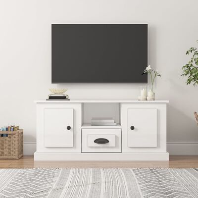 vidaXL Televizoriaus spintelė, balta, 100x35,5x45cm, mediena, blizgi