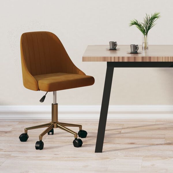 vidaXL Pasukama valgomojo kėdė, rudos spalvos, aksomas