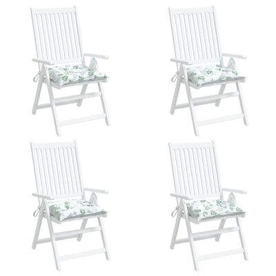 vidaXL Kėdės pagalvėlės, 4vnt., 40x40x7cm, audinys, su lapais