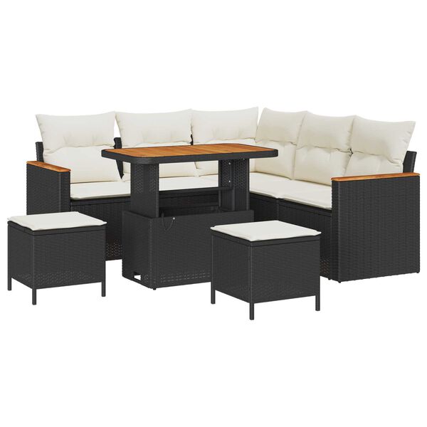 vidaXL Sodo Sofų Rinkinys 8 pcs Juoda poliratanas