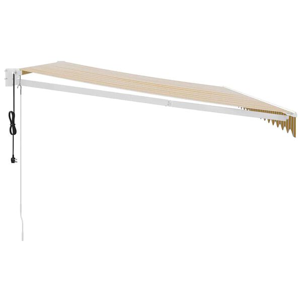 vidaXL Automatinė i&scaron;traukiama markizė, geltona ir balta, 5x3m