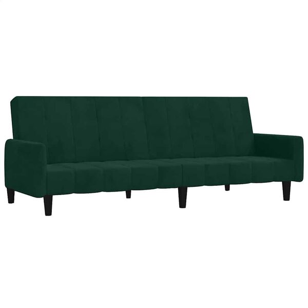vidaXL Dvivietė sofa-lova, tamsiai žalios spalvos, aksomas