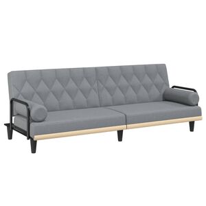 vidaXL Sofa-lova su porankiais, &scaron;viesiai pilkos spalvos, audinys