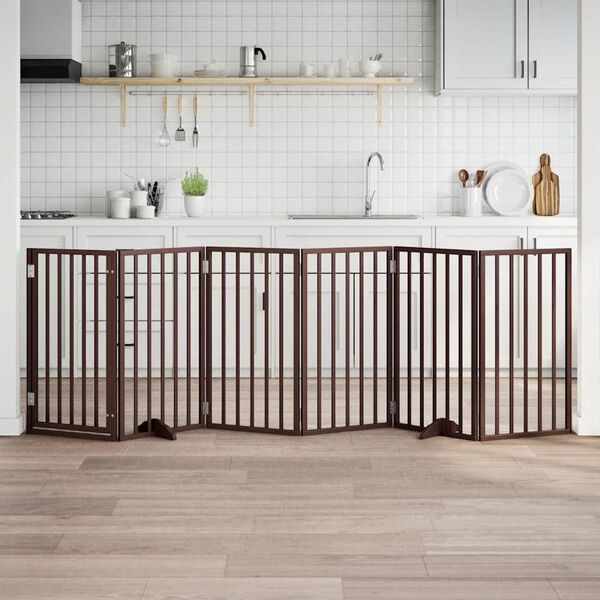 vidaXL &Scaron;uns varteliai su sulankstomomis durelėmis, 6 panelės, rudi, 300 cm, tuopos mediena