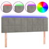 vidaXL Galvūgalis su LED, &scaron;viesiai pilkas, 144x5x78/88cm, aksomas