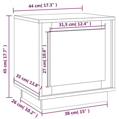 vidaXL Naktinė spintelė, balta, 44x35x45cm, apdirbta mediena, blizgi