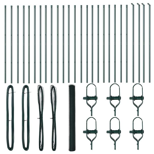 vidaXL Tvora su stulpais Žalia 1.6 x 50 m PVC dengtas plienas