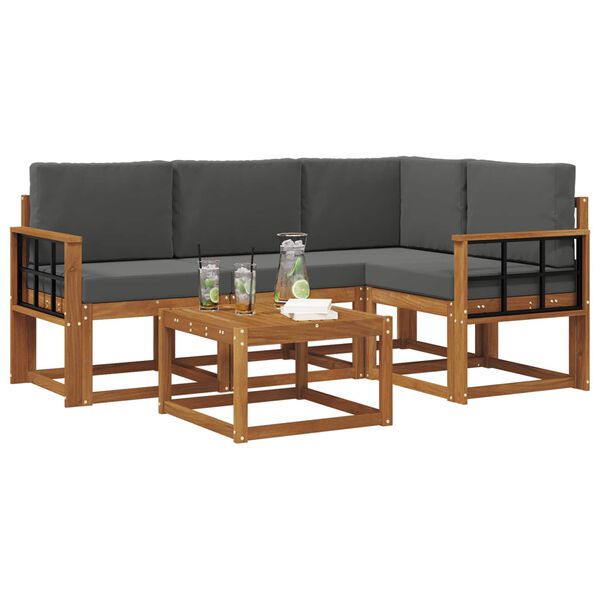 vidaXL Lauko sofos komplektas su pagalve 5 pcs Natūralus ir antracitas