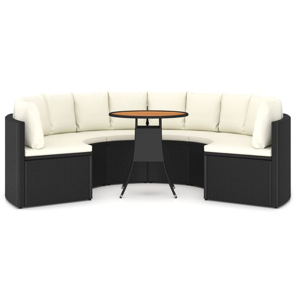 vidaXL Sodo komplektas su pagalvėlėmis, 7 dalių, juodas, poliratanas