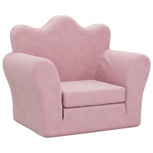 vidaXL Vaiki&scaron;ka sofa-lova, rožinės spalvos, mink&scaron;tas pliu&scaron;as