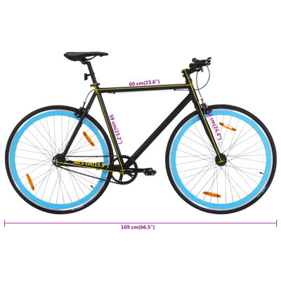 vidaXL Fiksuotos pavaros dviratis, juodas ir mėlynas, 700c, 59cm