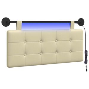 vidaXL Pakabinamas lovos galvūgalis Su LED &scaron;viesa Kreminė Dirbtinė oda