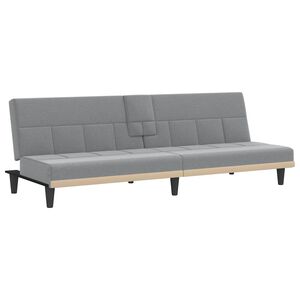 vidaXL Sofa-lova su puodelių laikikliais, &scaron;viesiai pilka, audinys