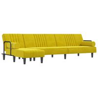vidaXL L formos sofa-lova, geltonos spalvos, 260x140x70cm, aksomas