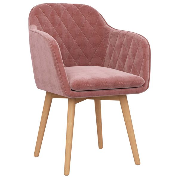 vidaXL Valgomojo kėdės, 6vnt., rožinės spalvos, aksomas