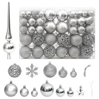 vidaXL Kalėdinių žaisliukų rinkinys, 111vnt., sidabro, polistirenas
